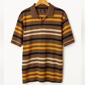 Blac Lacquer Brown Striped Polo Shirt Men’s Large Oversized Streetwear Skater
